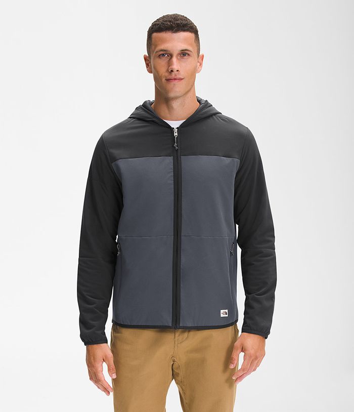 The North Face Puffer Μπουφαν Γκρι Ανδρικα Mountain Φουτερ Full Φερμουαρ Φουτερ Με Κουκουλα - Greece 0634CHDMP